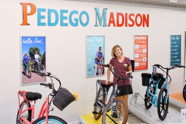 Debbie Benjamin, owner of Pedego Madison, in her store