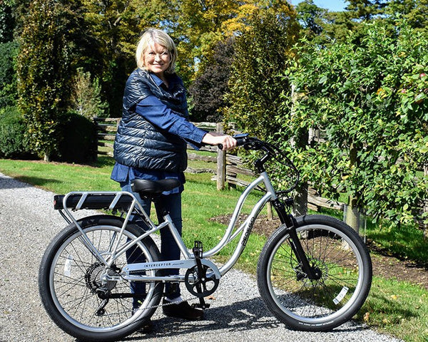 Martha Stewart with her Pedego bike