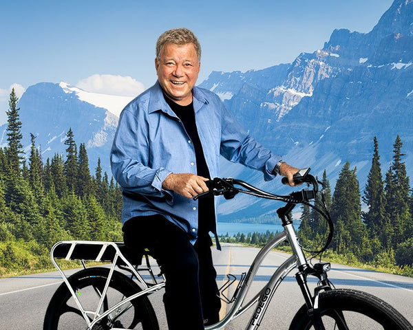 William Shatner on a Pedego Electric Bike