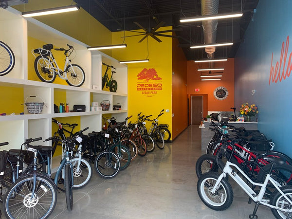 Inside Pedego Cedar Park store in Texas.|