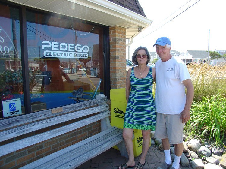 Tom Walters and Pat Albanese, owners of Pedego Long Beach Island