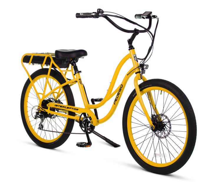 Yellow Pedego Interceptor electric bike.