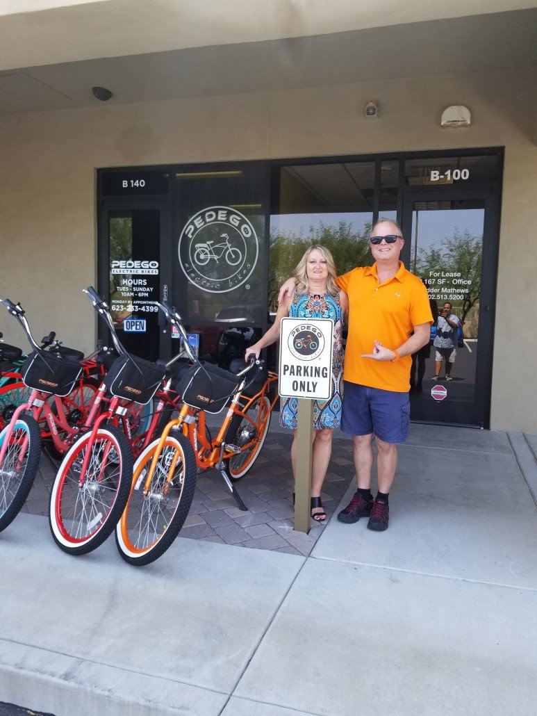 Pedego Glendale store co-owners Steve “Spike” Pike and wife Sherry Roueche