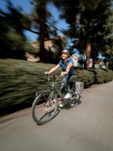 Man commuting on a Pedego Avenue electric bike