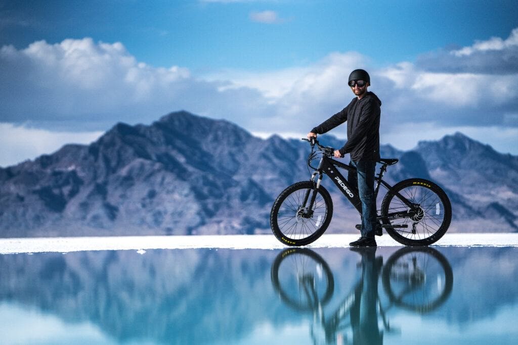 Man on a Pedego Ridge Rider exploring the Salt Flats